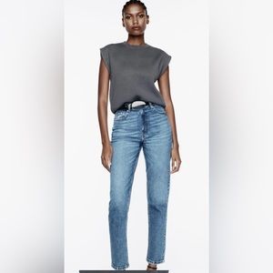 ZARA WOMENS HIGH RISE Z1975 MOM JEANS BLUE SIZE 8